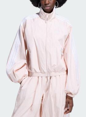 adidas三叶草女装 经典时尚条纹休闲梭织立领夹克外套KY5046