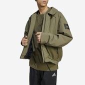 adidas阿迪男装 复古百搭休闲保暖翻领运动棉衣JD1123 经典