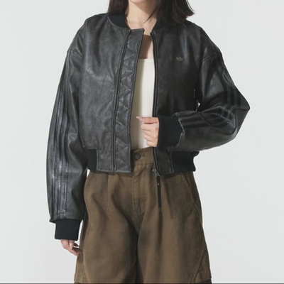 阿迪三叶草经典舒适休闲立领夹克