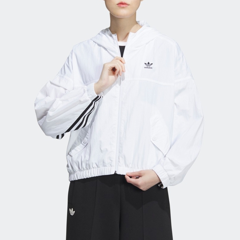 阿迪达斯女运动休闲连帽夹克外套