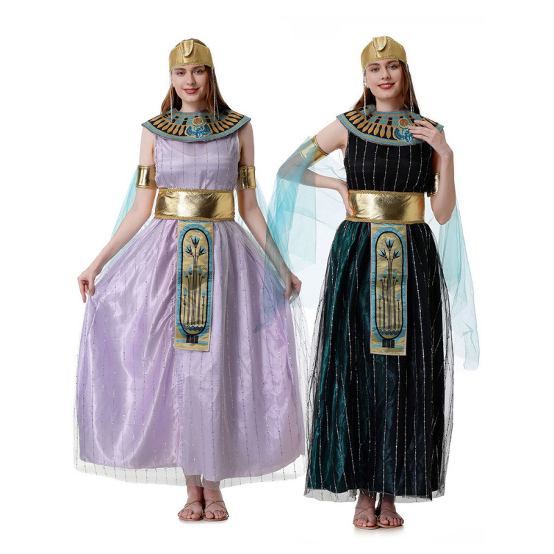 欧美万圣节cos埃及希腊女神连衣裙长裙艳后复古wish中东演出服装