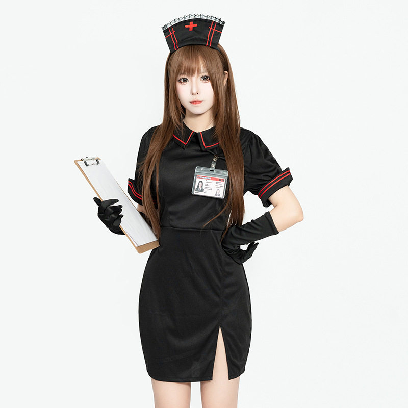 2025 新款黑色护士服套装 角色扮演制服足浴酒吧优质面料