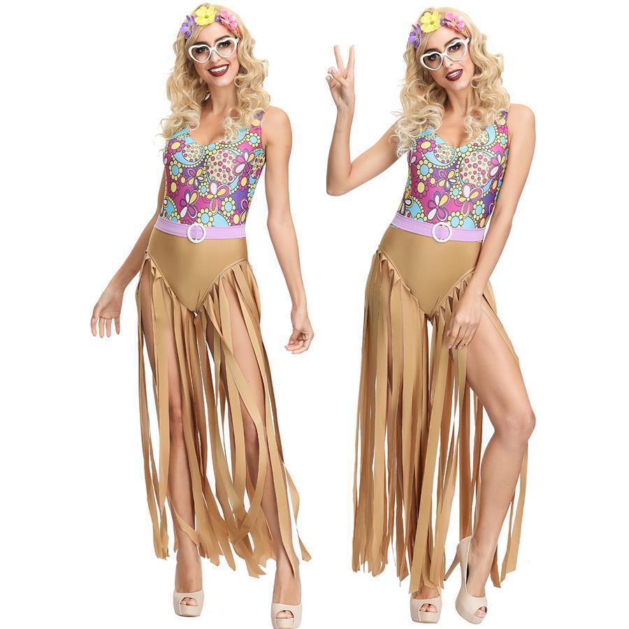 万圣节服装 70年代嬉皮士hippie复古演出服夜店酒吧派对舞台表演
