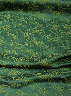 亮色23姆米墨绿色竹叶交织香云纱面料桑蚕丝绸连衣裙旗袍裤子布料