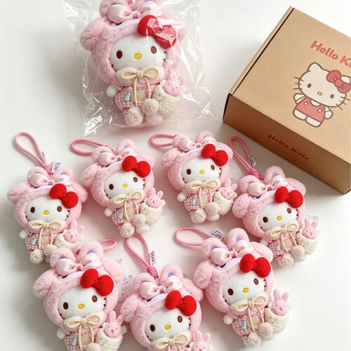 正版hellokitty可爱卡通包包挂件毛绒公仔玩偶长耳兔KT猫挂饰礼物