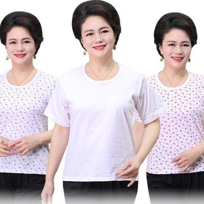 全棉针织女印花中老年人婆婆衫