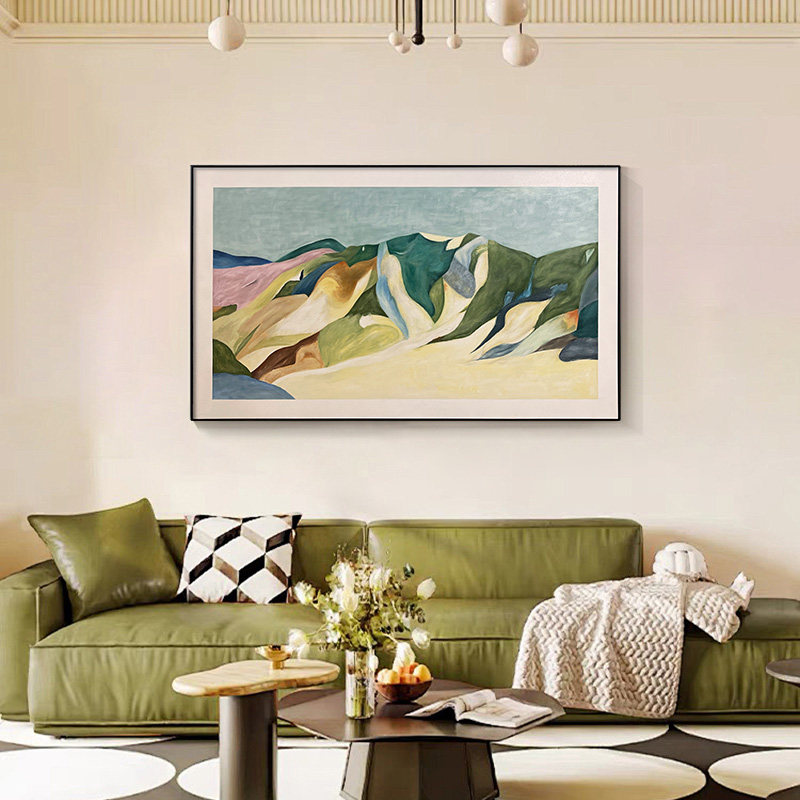 纯手绘抽象风景油画《晴光漫山》现代简约风客厅挂画定制