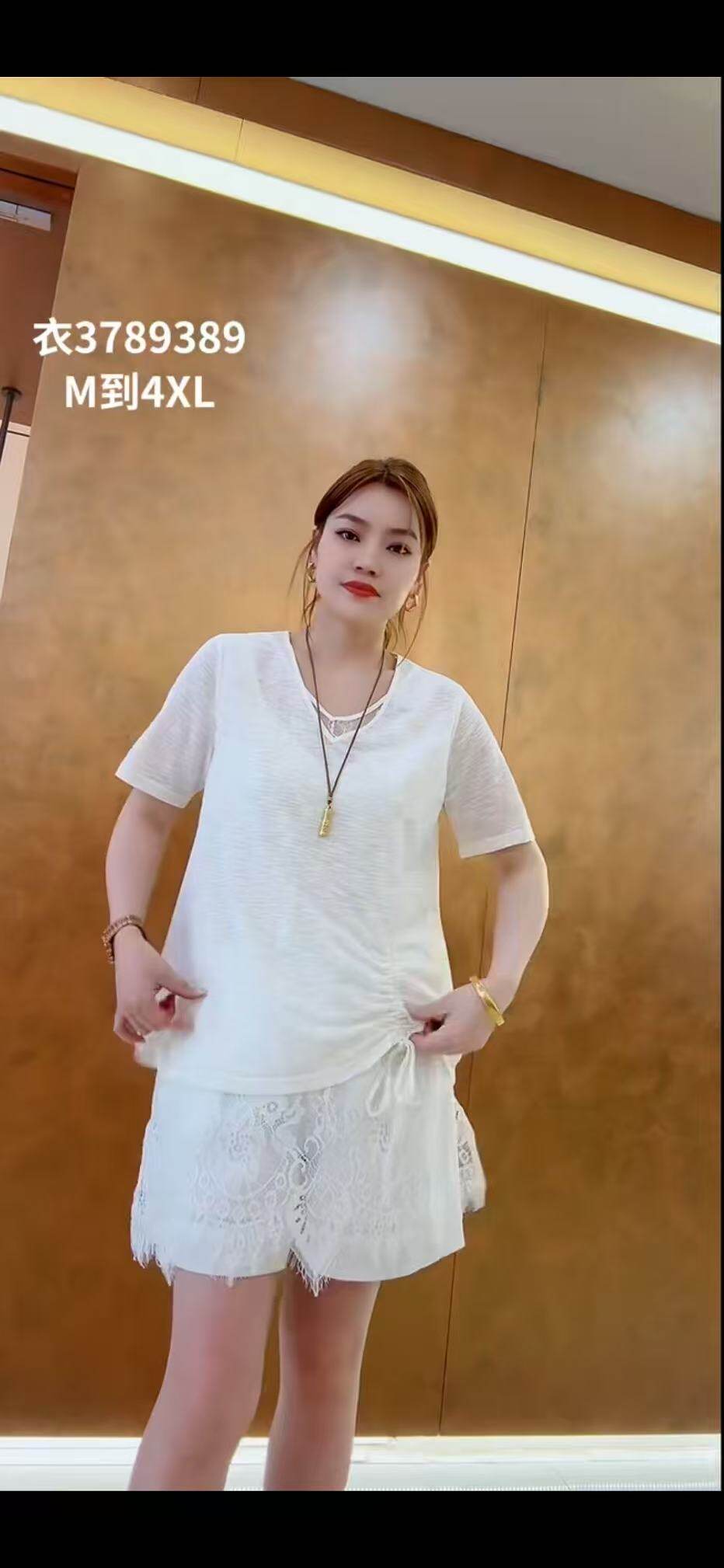 谷马3789大码T恤衫女胖mm拼接蕾丝防晒小衫上衣200斤女装新款短袖