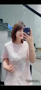 T恤衫 打底衫 女胖mm重工艺小衫 新款 上衣200斤女装 流依涵88306大码