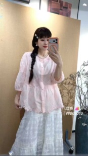 流依涵9900大码衬衫女胖mm国风七分袖小衫200斤女装新款上衣衬衣