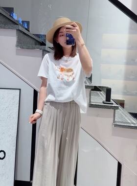 胖淼淼51629大码麻裤女胖mm阔腿休闲裤子200斤女装新款九分裤夏装