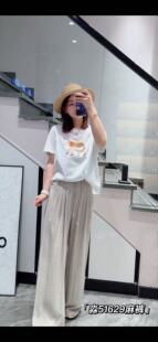 胖淼淼51629大码麻裤女胖mm阔腿休闲裤子200斤女装新款九分裤夏装