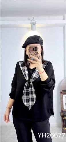 香港芸卉26677大码T恤衫丝巾打底衫女胖mm上衣200斤女装新款秋装