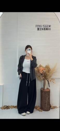 胖淼淼5112大码休闲裤女胖mm加加厚绒阔腿裤200斤女装新款裤子冬