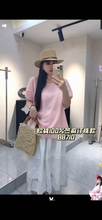 流依涵88710大码苎麻衬衫女胖mm钉珠泡泡袖上衣短袖200斤女装新款