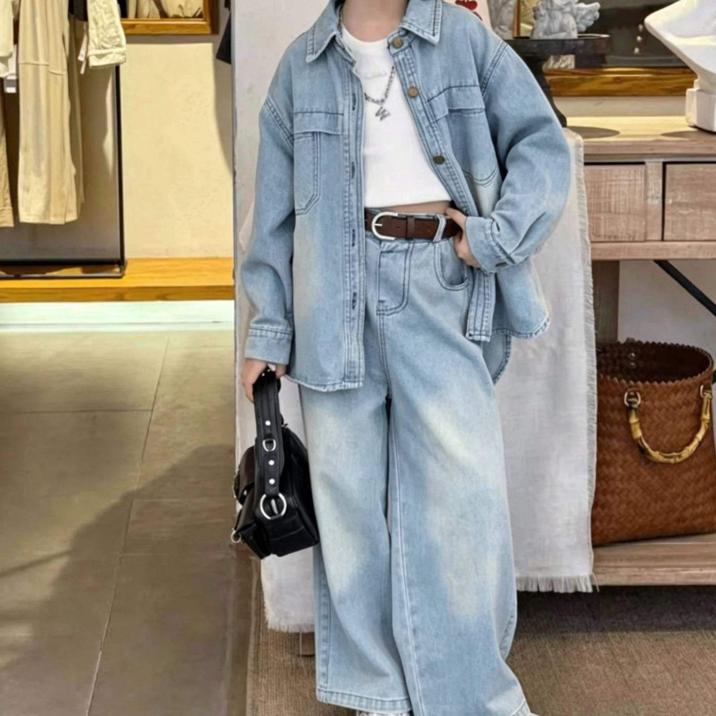 上衣2026秋季女童新品557儿童牛仔衬衫