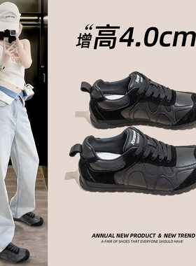 头层牛皮4cm德训鞋女秋冬新款