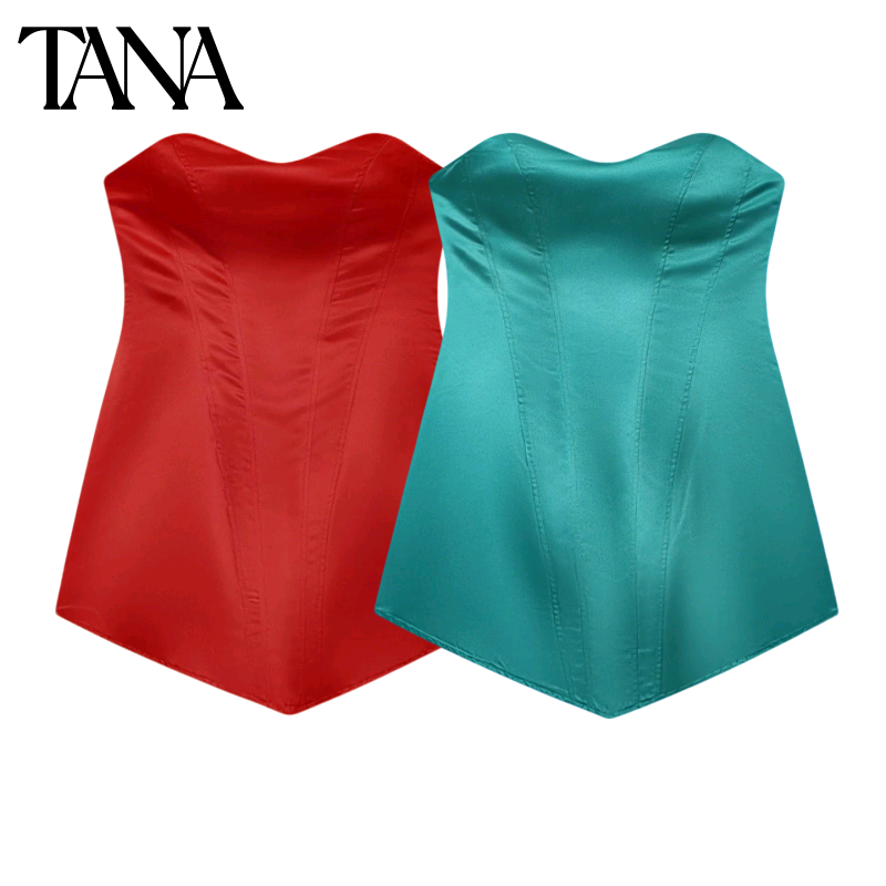 冬季新品女装性感风心形领无袖紧身束身穿绳收腰抹胸短连衣裙