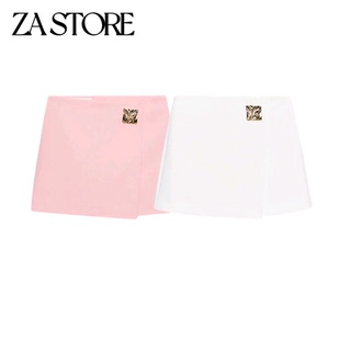 新品 简约双襟不对称镀金贴花裙裤 女装 短款 1971241 拉链式 春季