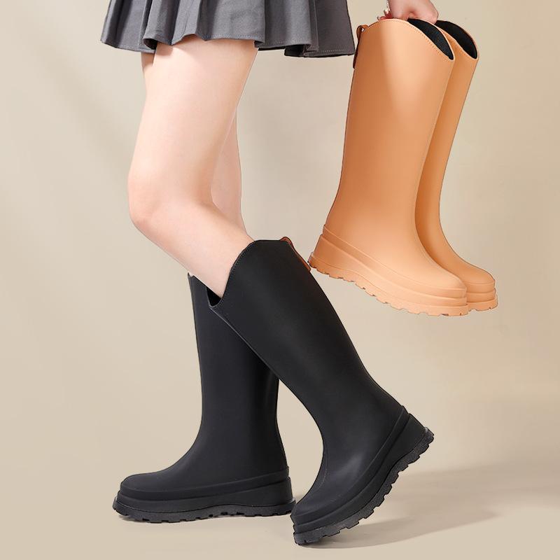 2025新款高筒雨靴女款时尚外穿平底防水防滑日系长筒雨鞋女