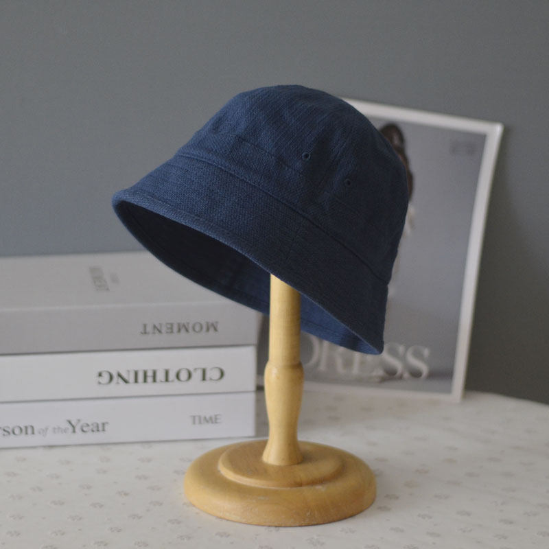 棉麻短檐圆顶渔夫帽子女夏季ins日系遮阳时尚素颜小边盆帽水桶帽