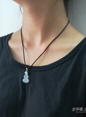 玉石小葫芦吊坠纯银项链白玉髓