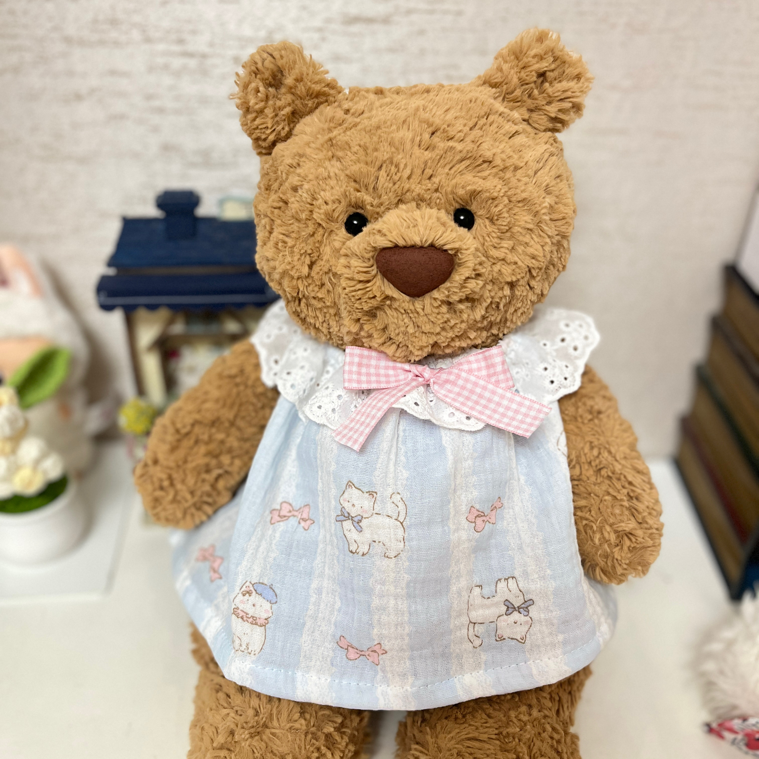 憨七七手作原创设计婴儿A类棉jc小衣服巴塞罗熊衣服莱奥拉熊娃衣