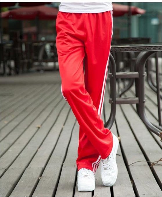 春夏加绒簿款运动裤宽松男长裤女校服裤直筒裤休闲跑步裤白色金边