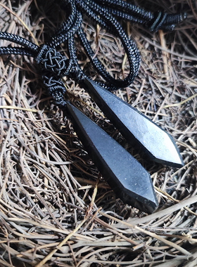 俄罗斯次石墨水晶菱形黑色吊坠