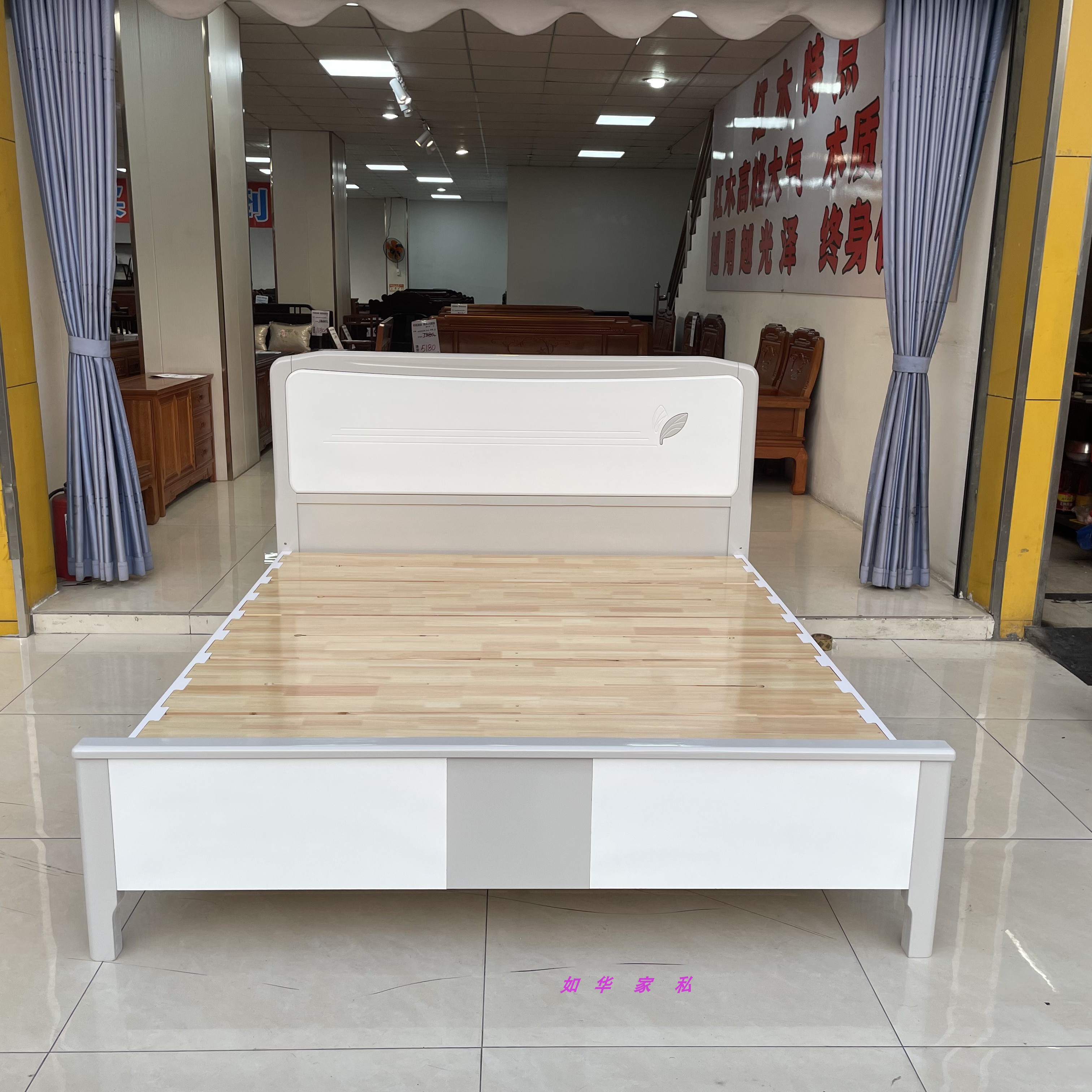 橡木烤漆床1.8米满铺床板大床