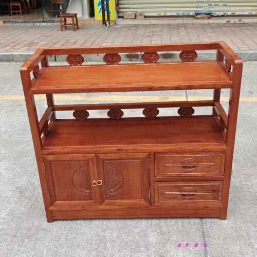 新中式菠萝格实木多层餐边柜