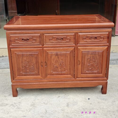 中式菠萝格实木三抽餐边柜