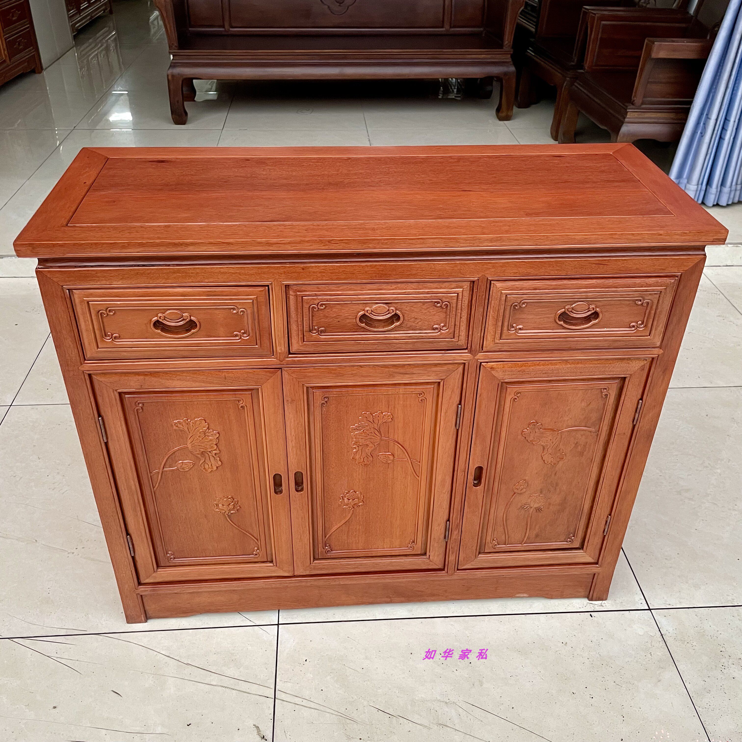 红木餐边柜实木中式收纳置物柜新中式储物柜茶水柜菠萝格木全实木