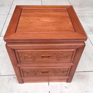 实木菠萝格木床头柜原木纯木床边柜花梨木房间卧室柜子二抽储物箱