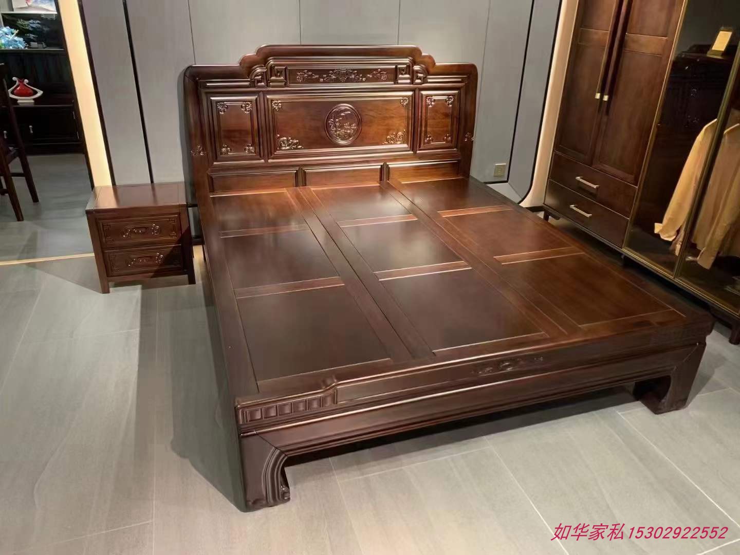 红木大床菠萝格实木花梨木中式