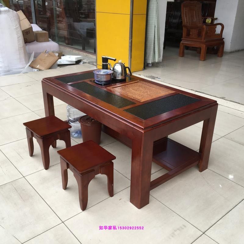 新中式客厅火烧石茶几配方凳多功能喝茶台功夫茶几时尚简带电磁炉,住宅家具,茶几,淘宝优惠券,粉丝福利购,淘宝优惠卷