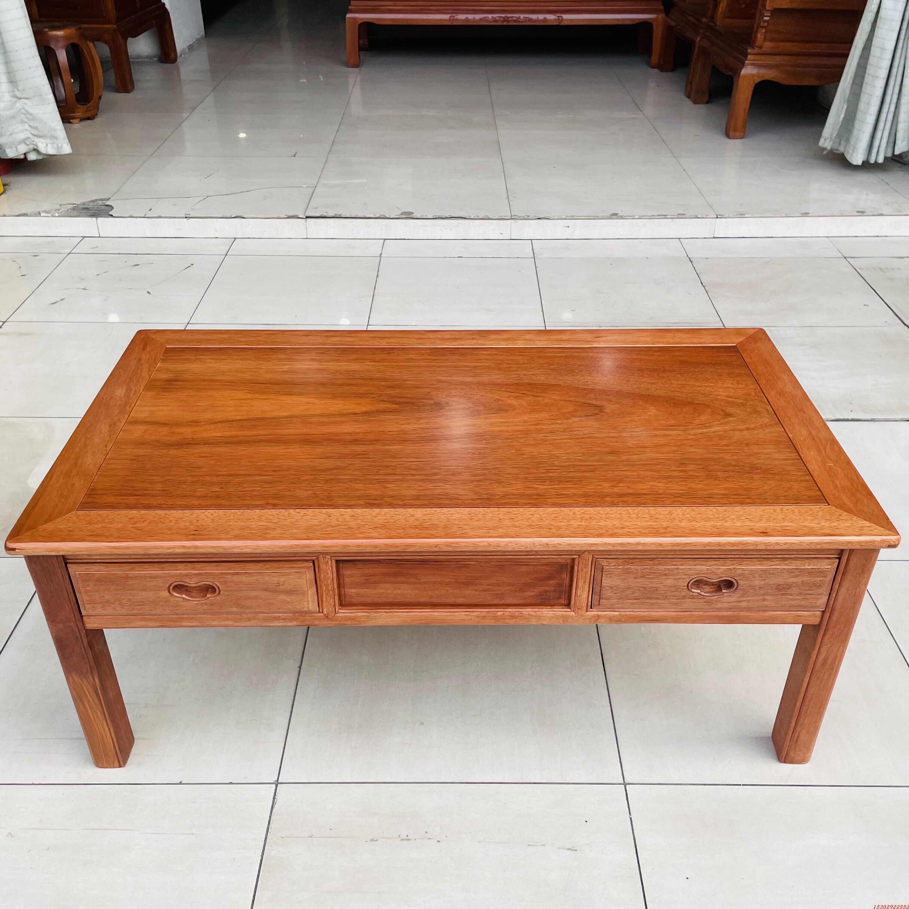 红木大茶几非洲菠萝格木边几长茶台新中式全实木喝茶桌1.26厂直销