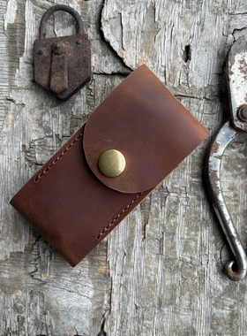 瑞士军刀猎人皮套刀套真皮手工背夹钢夹英雄牛皮钳定做折刀保护套