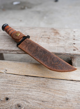 户外刀鞘牛皮刀套鞘军刀头层刀鞘/皮套直刀牛皮户外野营卡巴1217
