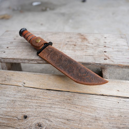 户外刀鞘牛皮刀套鞘军刀头层刀鞘/皮套直刀牛皮户外野营卡巴1217