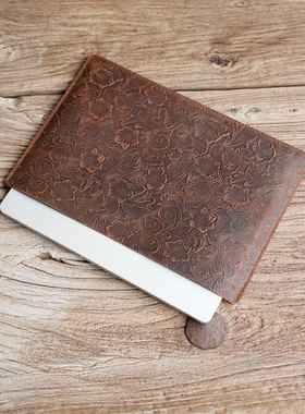 适用于苹果Macbook笔记本电脑皮套内胆包复古棕色手工头层牛皮疯马皮