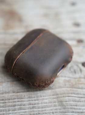 airpodspro1 2 3 4 保护套耳机包 复古疯马 耳机套真皮苹果耳机壳