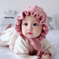 婴儿帽子秋冬季婴幼儿女宝宝毛线帽公主5个月-2岁女童3儿童针织帽