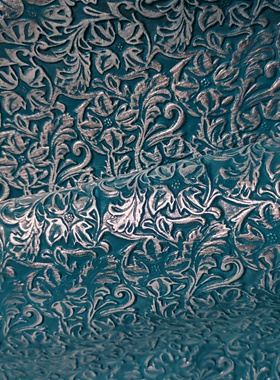 绿色烫银唐草花纹植鞣头层牛皮厚1.4mm钱包镶嵌手帐DIY手工真皮料