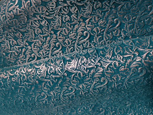 绿色烫银唐草花纹植鞣头层牛皮厚1.4mm钱包镶嵌手帐DIY手工真皮料