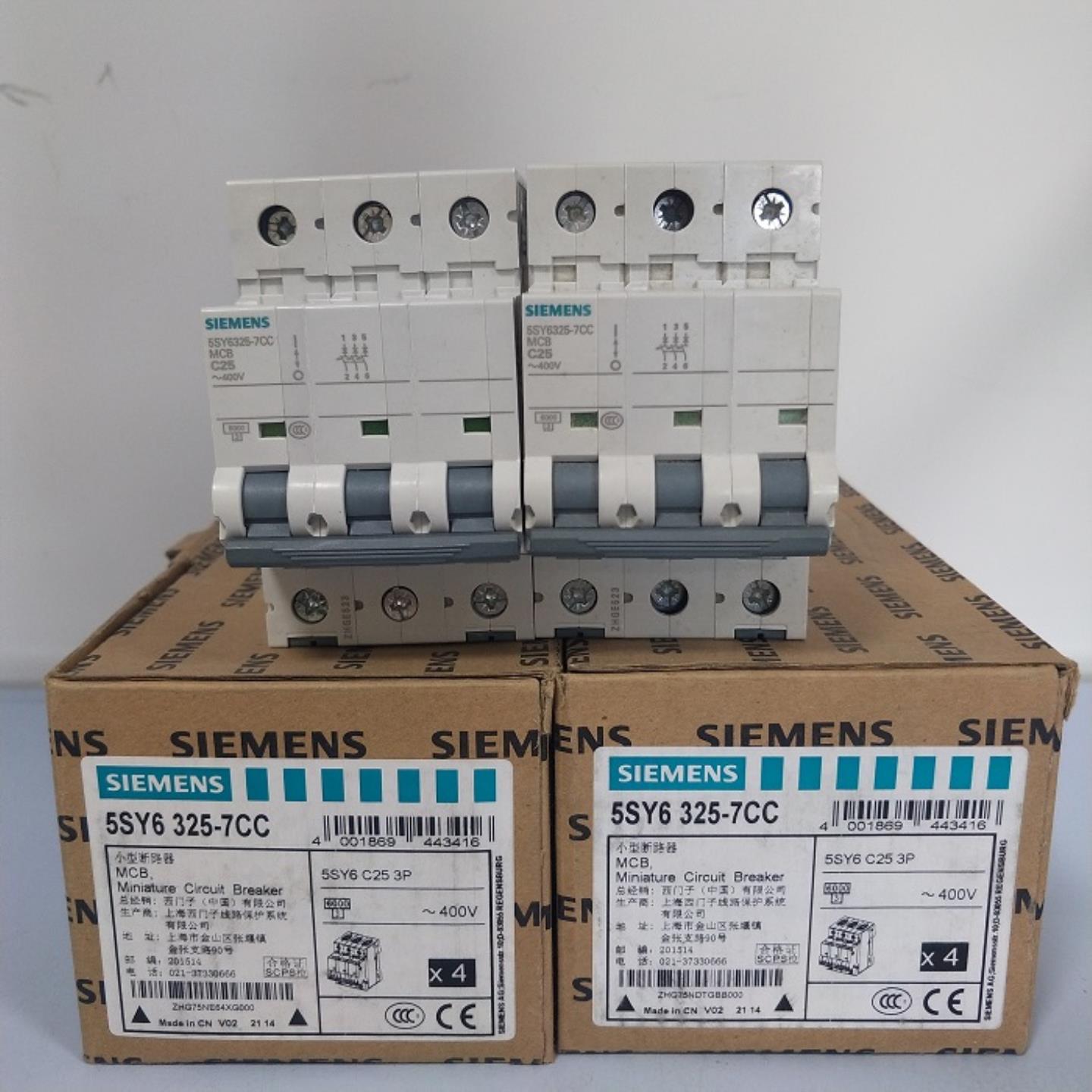 现货原装西门子5SY6325-7CC 小型断路器 400V 6kA3 极C25A