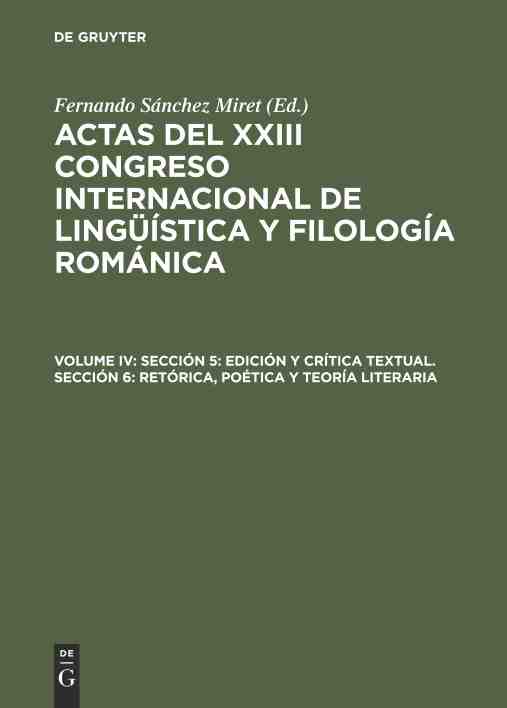 【预订】Sección 5: Edición y crítica textual. Sección 6: Retórica, poé 9783484503984