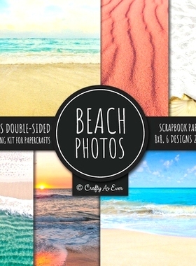预订 Beach Photos Scrapbook Paper Pad 8x8 Scrapbooking Kit for Papercrafts, Cardmaking, DIY Crafts, Summer Aesthetic Des