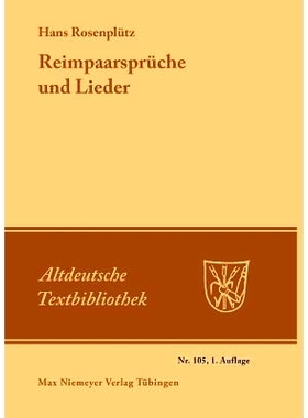 预订 Reimpaarsprüche und Lieder: 9783484202054