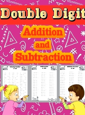 预订 Double Digit Addition and Subtraction: Math Basic Workbook 1st, 2nd & 3rd Grade, Daily Practice Worksheets for chil
